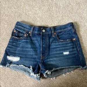 Levi's Blue Jean Shorts Distressed High-Waisted